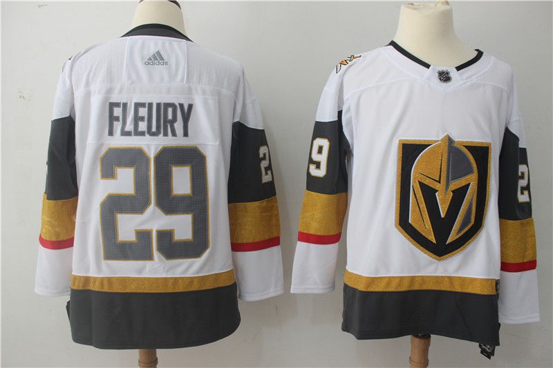 Men Vegas Golden Knights 29 Fleury Fanatics Branded Breakaway Home White Adidas NHL Jersey